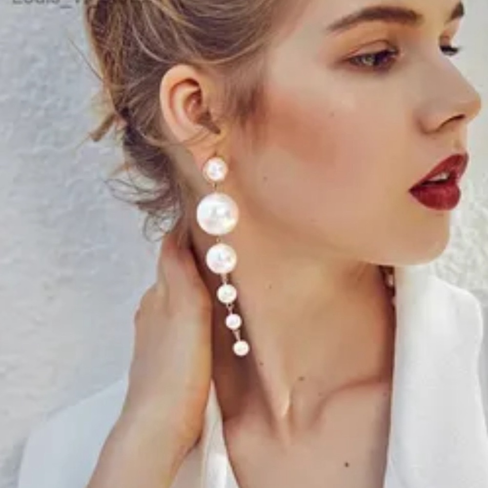 Elegant Pearl Drop Earrings - Picture 4 of 16